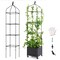 Black Metal Raised Planter Box with Trellis Wheels and Self Watering System